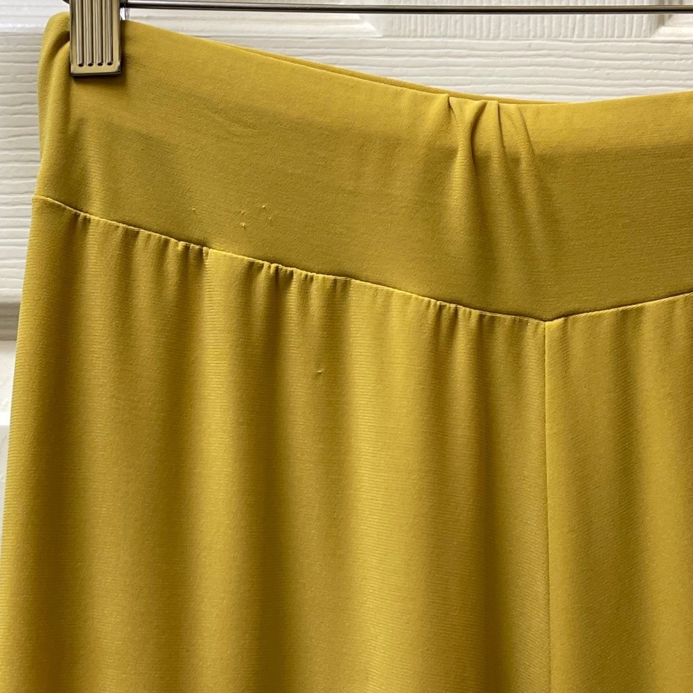 Women's Small Ultra Wide Leg Pants Mustard Yellow High Rise Cotton Pull On‎